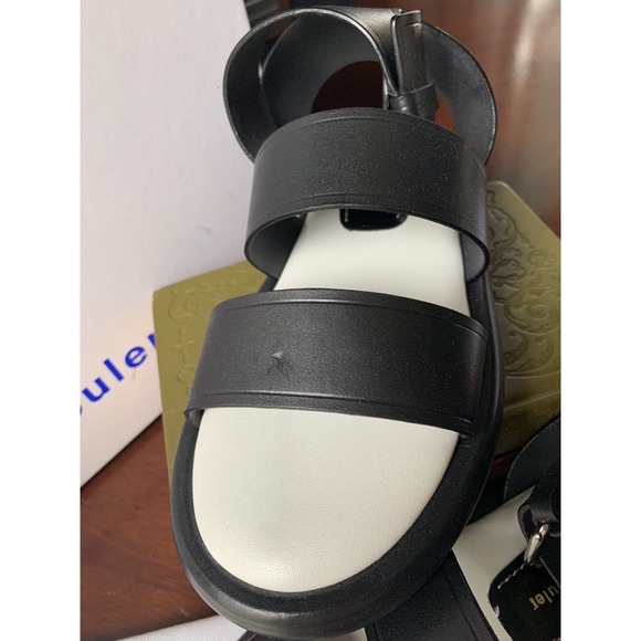 Proenza Schouler Sandals Black Leather Pipe Size 36 Chunky Flat Buckle 695 MSRP - Picture 5 of 14